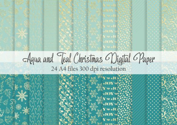 Aqua and Teal Christmas Digital Paper: A Fresh Take on Holiday Design