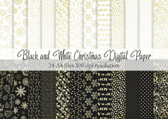 Black and White Christmas Digital Paper: Elevate Your Holiday Projects with Timeless Elegance