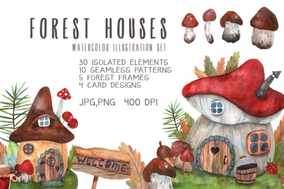 Bring Enchanted Woodlands to Life: Exploring the Forest Houses Watercolor Set