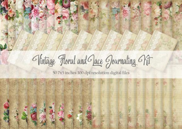 Fifty Vintage Floral Digital Papers for Journaling and Beyond