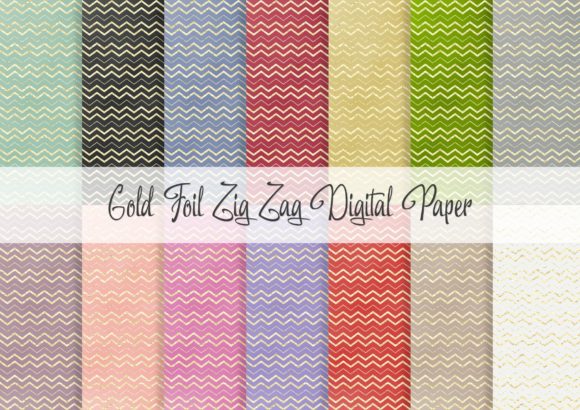 Gold Foil Zig Zag Digital Paper for Creative Projects
