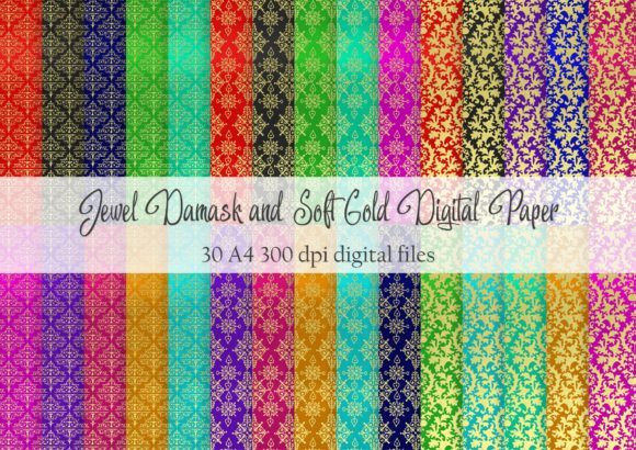 Jewel Damask and Soft Gold Digital Paper