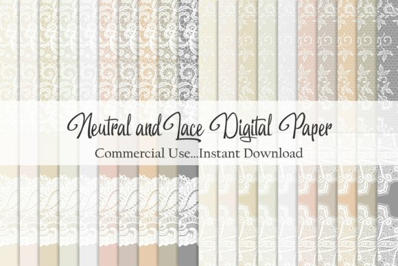 Neutral and Lace Digital Paper for Creatives