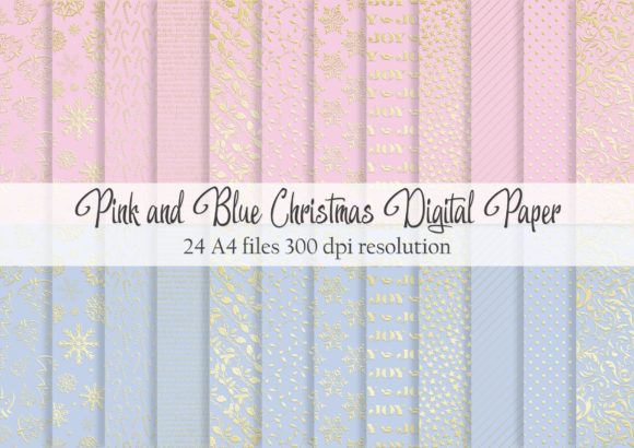 Pink and Blue Christmas Digital Paper for Thoughtful Holiday Crafting