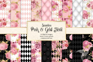 Pink and Gold Floral Digital Paper – Elegant Design for Creative Projects