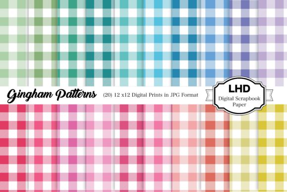 Rainbow Gingham Plaid Digital Papers: Versatile Spring Backgrounds for Creative Projects