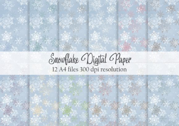 Snowflake Digital Paper: 12 Vintage Christmas Designs for Creatives and Small Businesses