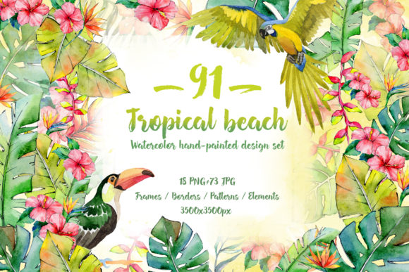Unlock Your Creativity with a Tropical Beach Watercolor Set: A Complete Guide to 91 Hand-Painted Files